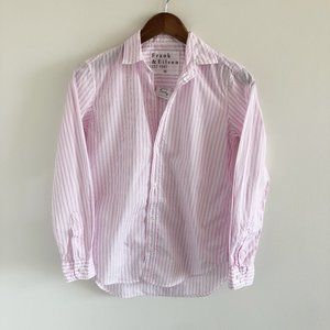 Frank & Eileen Frank Stripe Button Down Shirt Top XS Pink White 100% Cotton